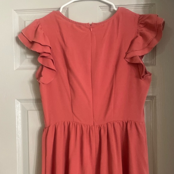 SHEIN Solid Ruffle Hem A Line Dress - Picture 2 of 5